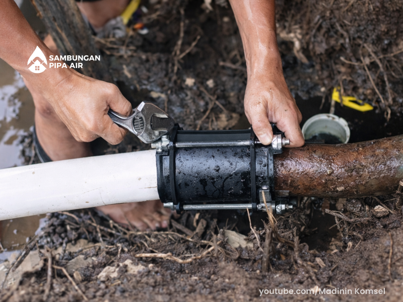 cara pasang giboult joint 6 inch pada sambungan pipa air HDPE