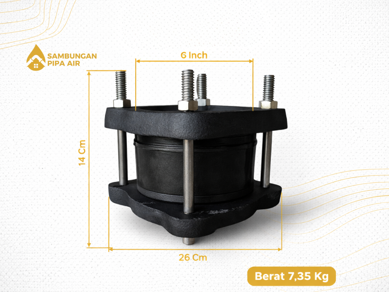 spsifikasi giboult joint 6 inch cast iron untuk pipa HDPE